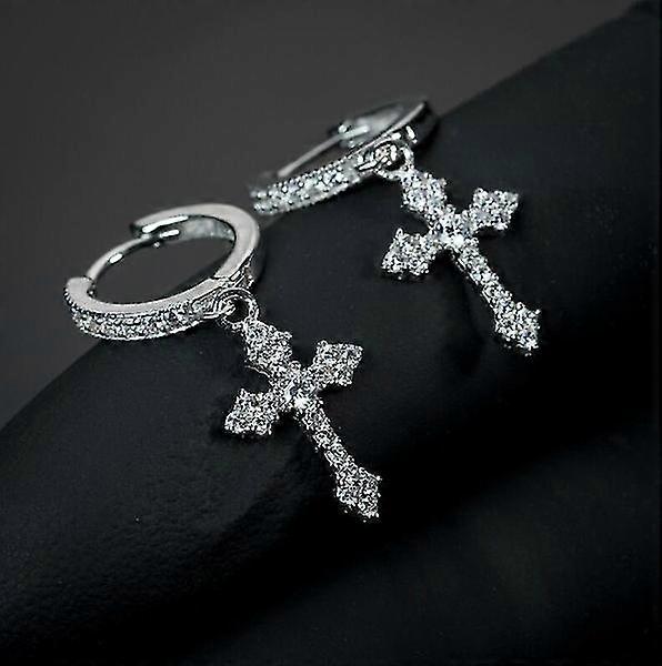Hanging Ice Cross Earrings [silver]
