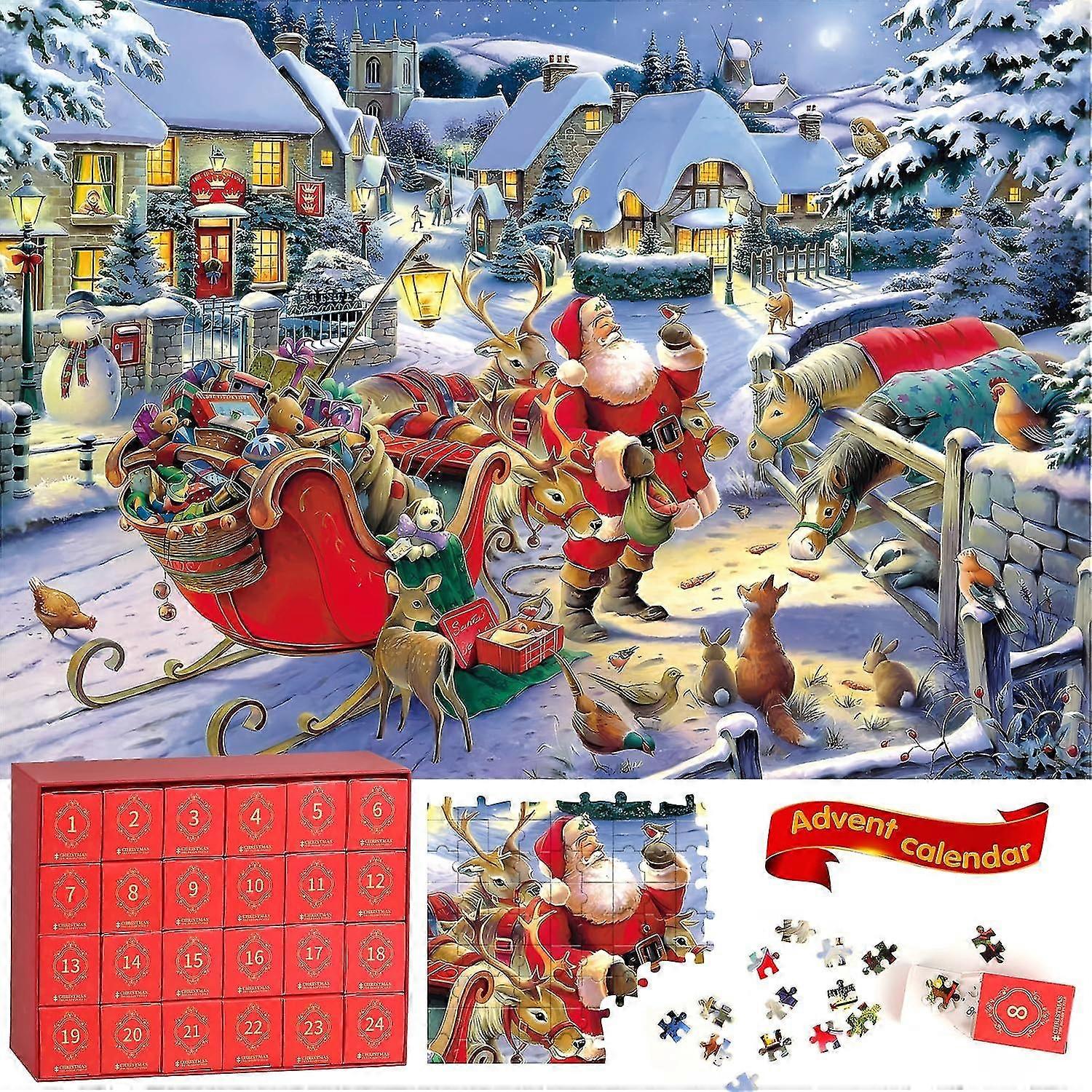 Christmas Advent Calendar Jigsaw Puzzles 2023 Adults Kids - 1008 Pieces Puzzle 24 Days Christmas Countdown Calendar -holiday Family Game Gifts Christm