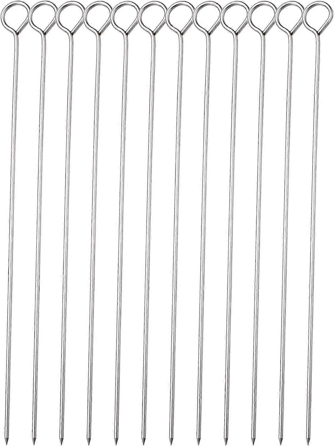 SHEN 10 Inch Barbecue Skewers BBQ Skewers Shish Kebab Kabob Skewers 12 Pcs (10 Inch) 10 inch Skewers