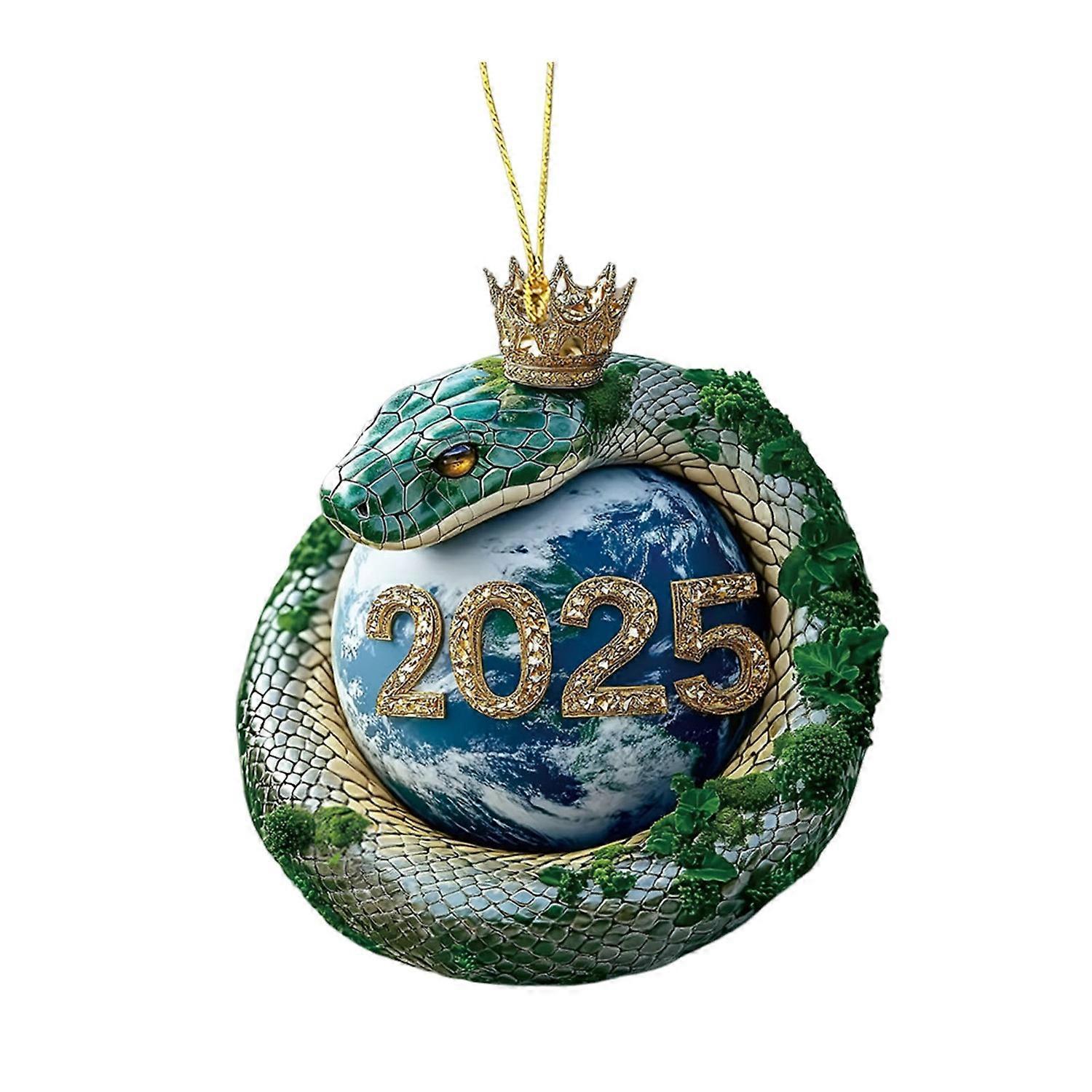 1Pc/3Pcs Snake Ornament 2025 Year of The Snake 2D Acrylic Pendant Crown Snake Hanging Decoration for