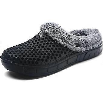 Men's Women Mules Slip On Garden Shoes Warm Winter Slipper,black,235
