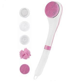 Electric Body Brush For Shower Usb Rechargeable Silicone Brush Long Handle