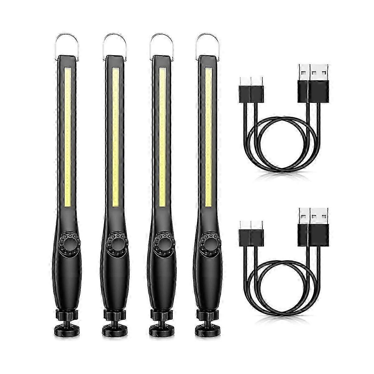 4pcs Cob Led Flashlight Magnetic Work Light Usb Rechargeable Torch Hook Lantern Inspection Light Ca