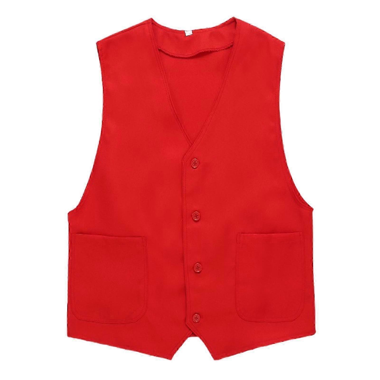 Kamizelka robocza z dekoltem w serek, bez rękawów, jednokolorowa, jednorzędowa, zapinana na guziki, kieszenie, kardigan, kamizelka dla pracowników społecznych, do wędkowania