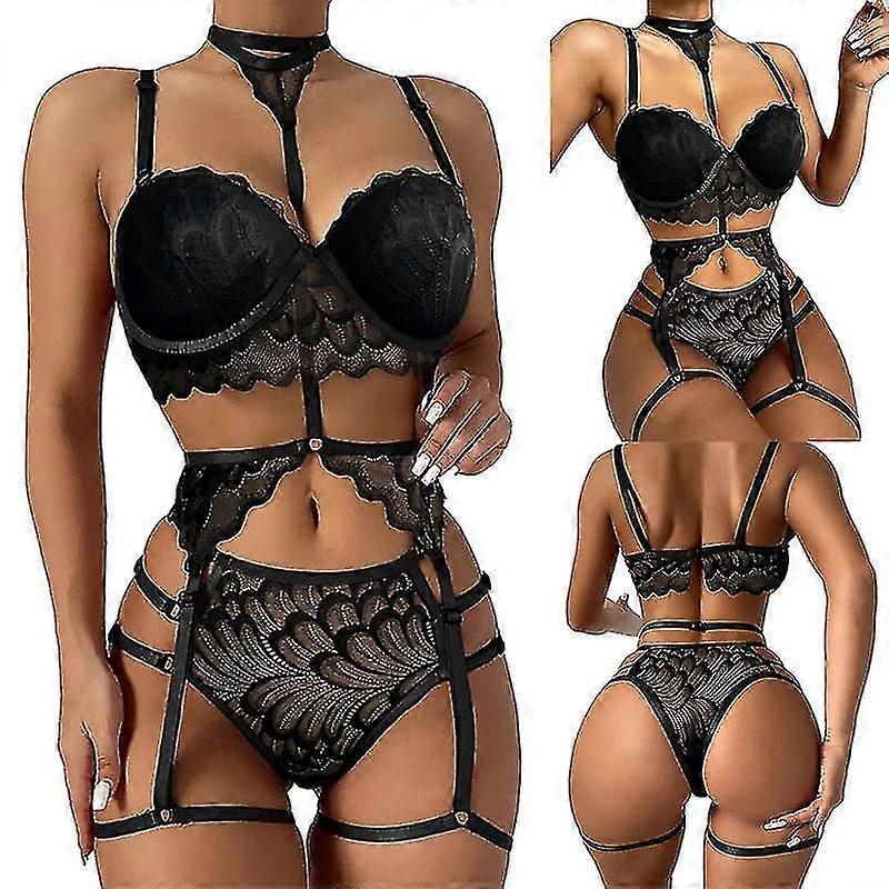 نساء مثير الملابس الداخلية Strappy الرباط الرباط الملابس الداخلية مجموعات-جيد