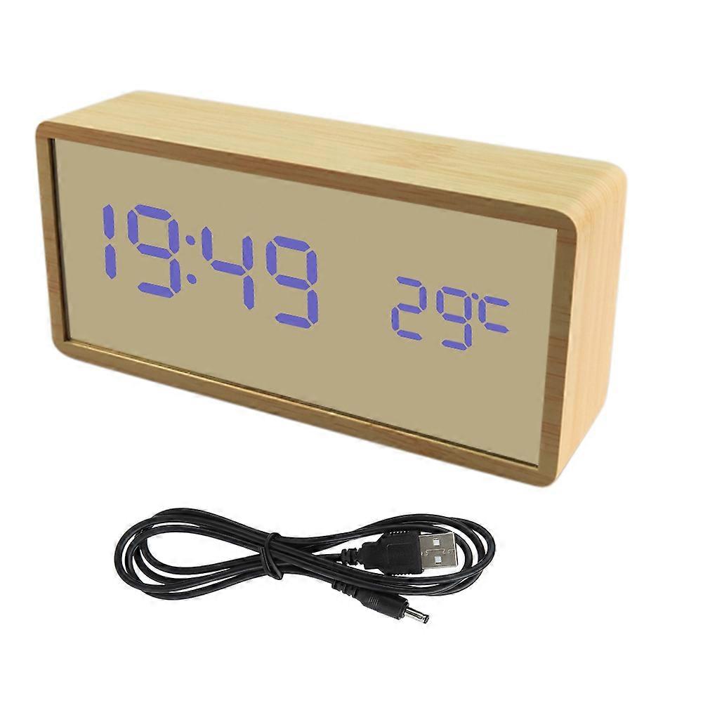 USB Digital LED Alarm Clock Thermometer Calendar Time Temperature Display (Yellow)