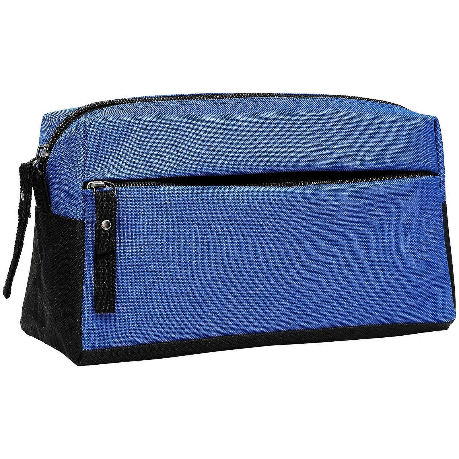 Blue cosmetic bag Large Capacity Divided Compartments Travel Makeup Organizer