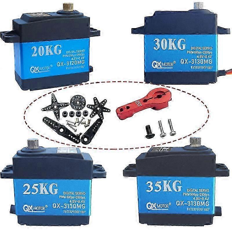 QX-MOTOR 20KG 25KG 30KG 35KG High Voltage Waterproof Metal Gear Coreless Digital Servo for RC Robot