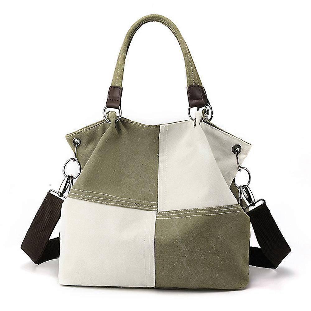 Large Shoulder Bag, Canvas Tote with Zipper, Detachable Strap