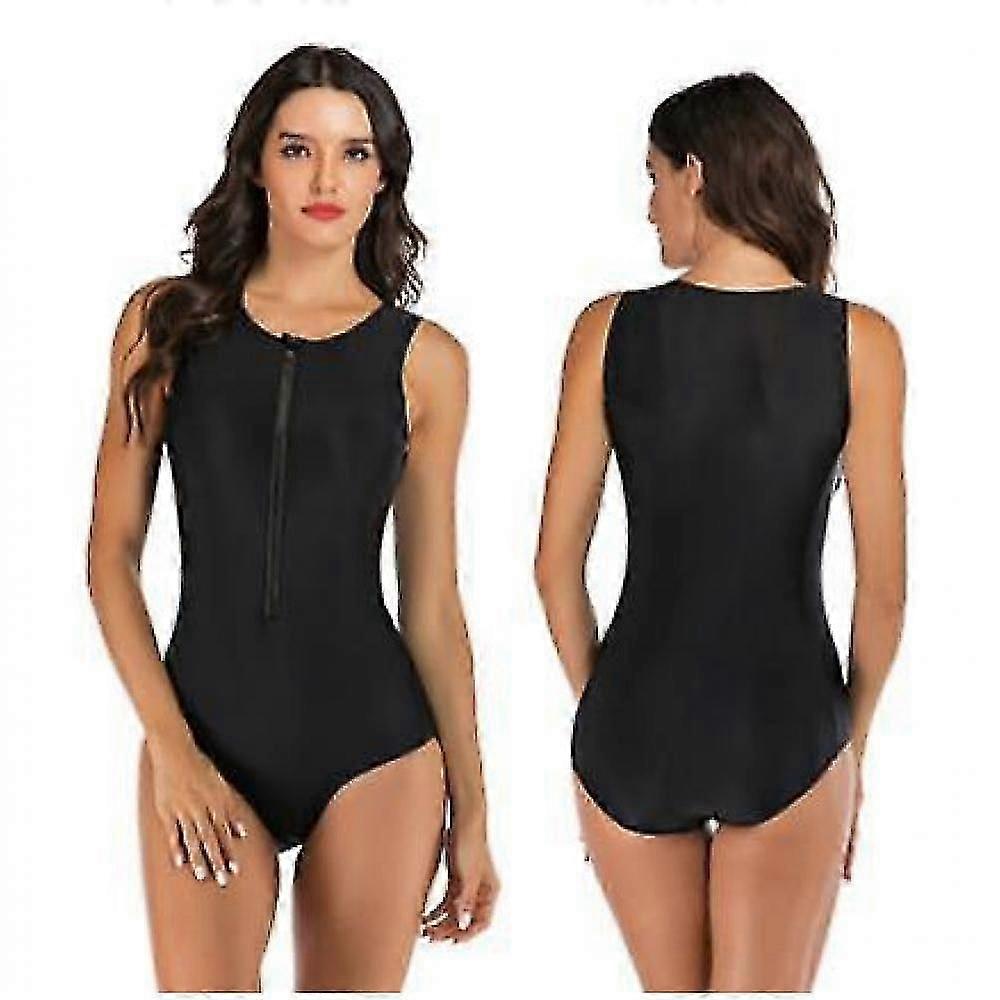 Femmes Rash Guard Maillot De Bain Zip Front Imprimé À Manches Courtes Une Pièce Maillots De Bain Ugp