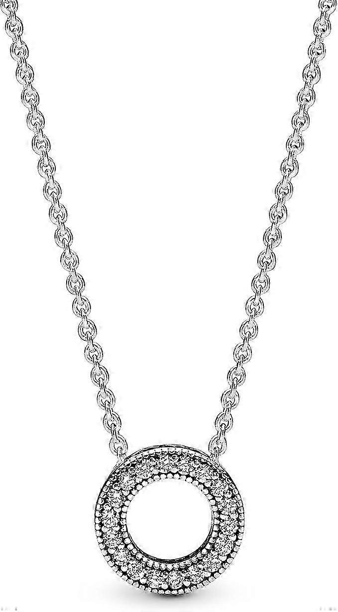 مجوهرات باندورا باندورا قلب مكعب زركونيا قلادة فضة إسترلينية ، 18 بوصة