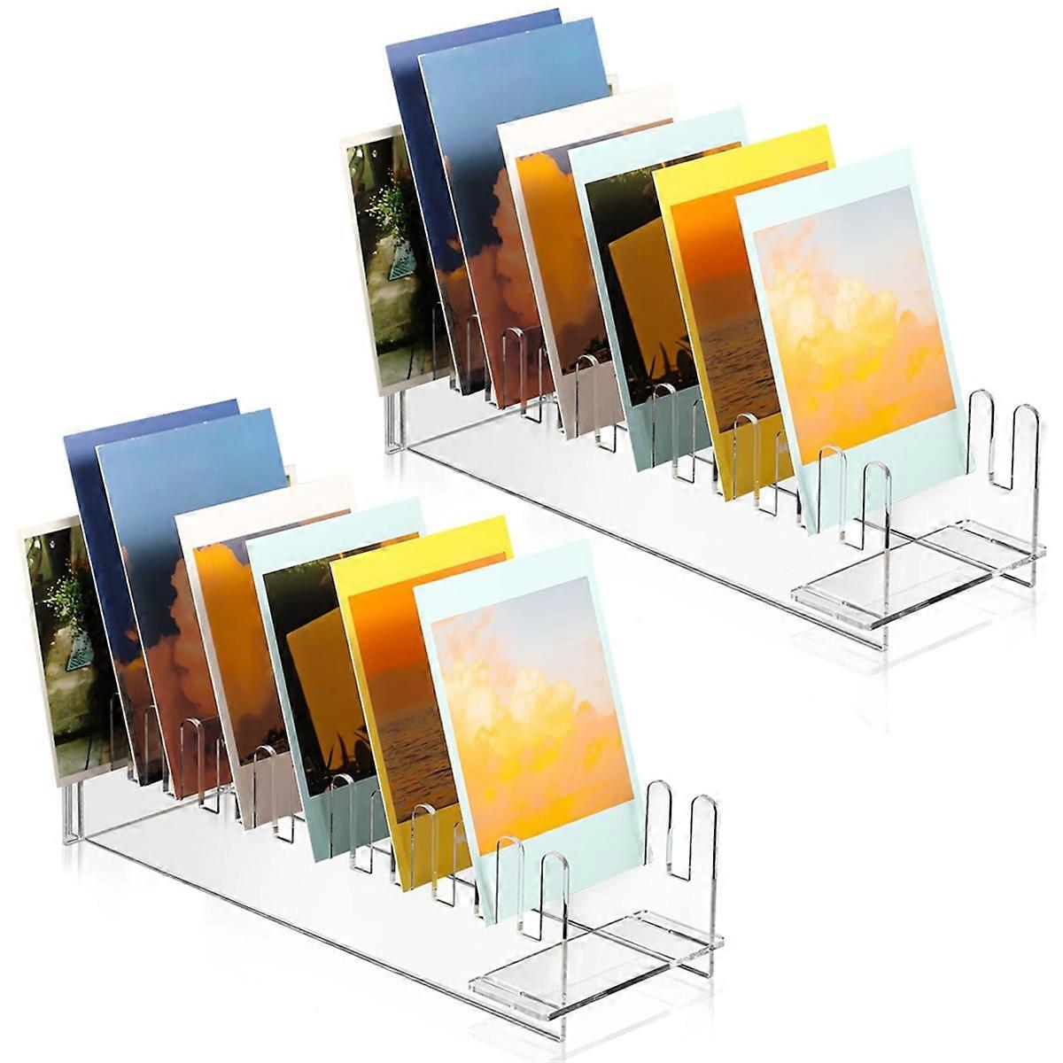 2 Pcs 12 Tier Acrylic Greeting Card Display Stand Portable Card Display Rack Clear Postcard Holder