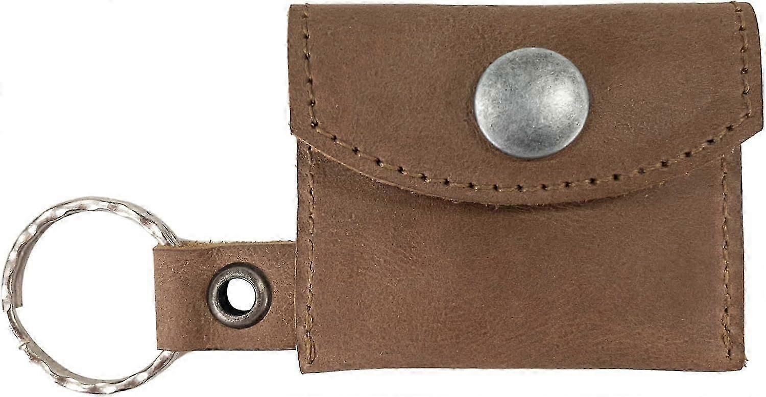 , Tiny Coin Holder Keychain Handmade from Full Grain Leather (Single Malt