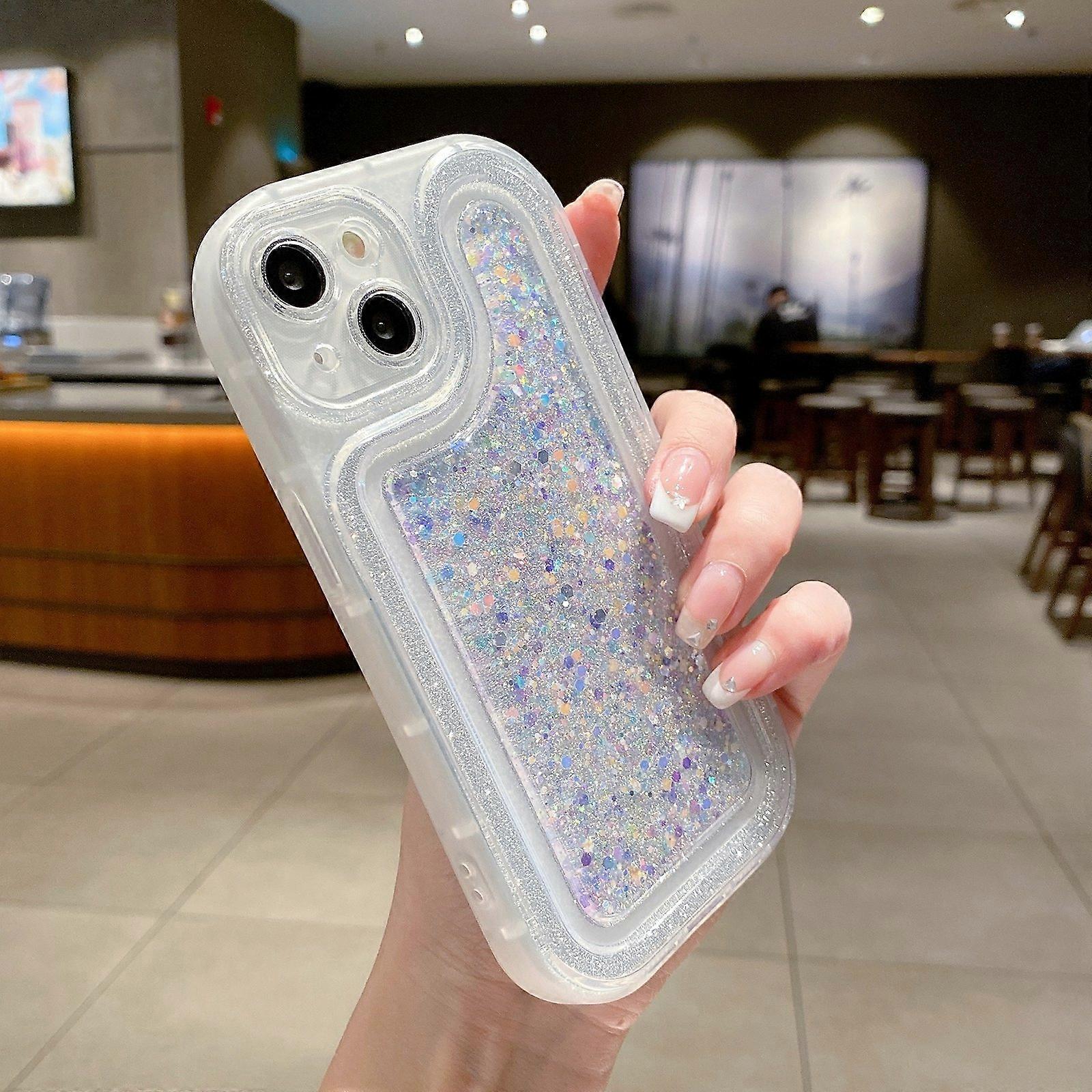 For iPhone 12 Pro Max Luminous Sequins Glitter Epoxy Phone Case
