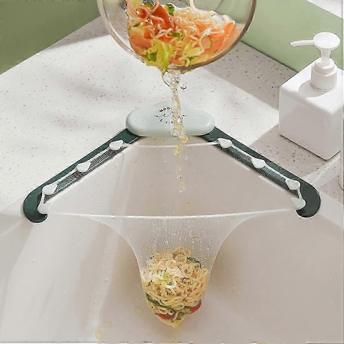 Kitchen Triangle Sink Strainer,Foldable Bracket Sink Strainer,Kitchen Leftovers Filter