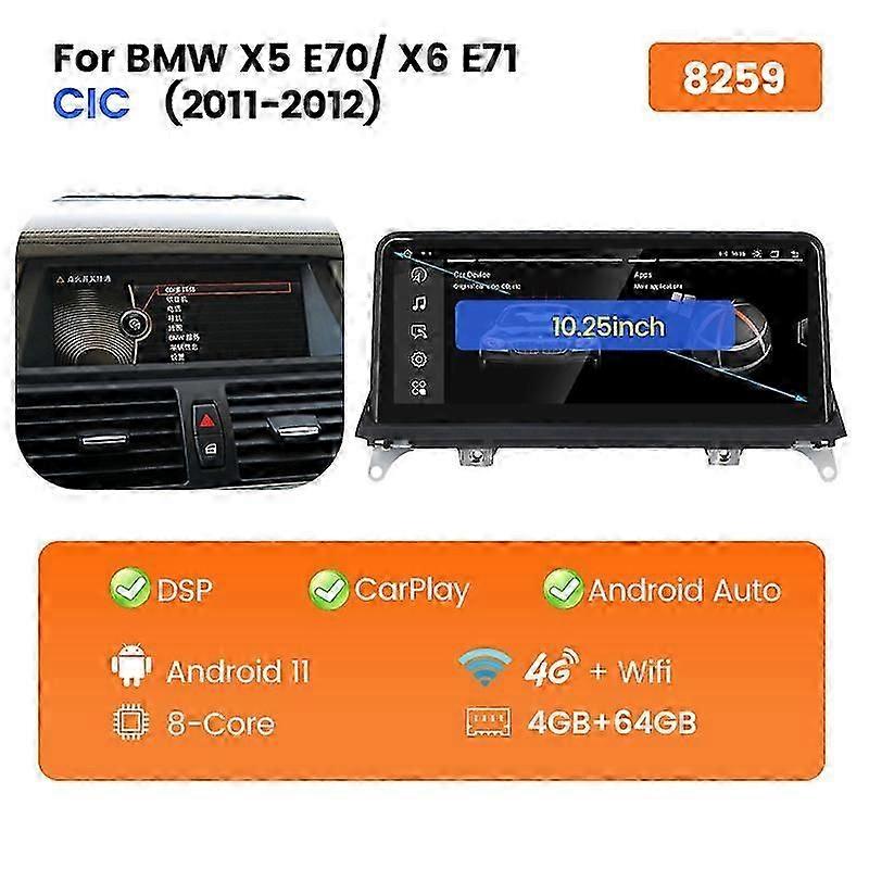 10.25" αρρενωπά 11 για BMW X5 E70/X6 E71 2007-2013 στερεοφωνικός δέκτης αναπαραγωγής πολυμέσων αυτοκινήτων 6+128G 360 κάμερα 4G LTE 8Core DSP