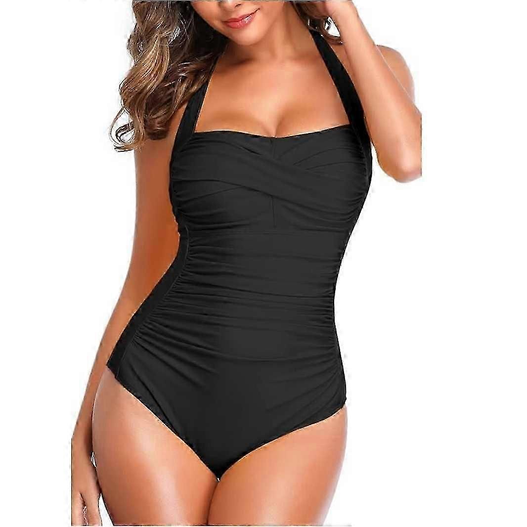Strój kąpielowy z kontrolą brzucha Damski strój kąpielowy na całe ciało Retro Halter Plus size Push Up Wyściełany strój kąpielowy