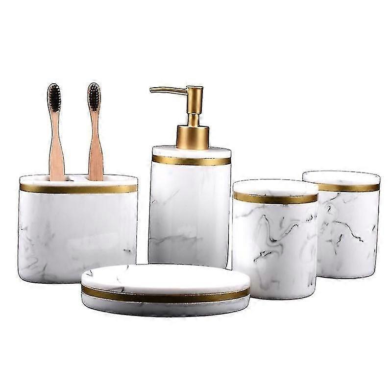 Marble Bathroom 5-Piece Wash Set Hotel Resin Bathroom Set Bathroom Supplies Kit