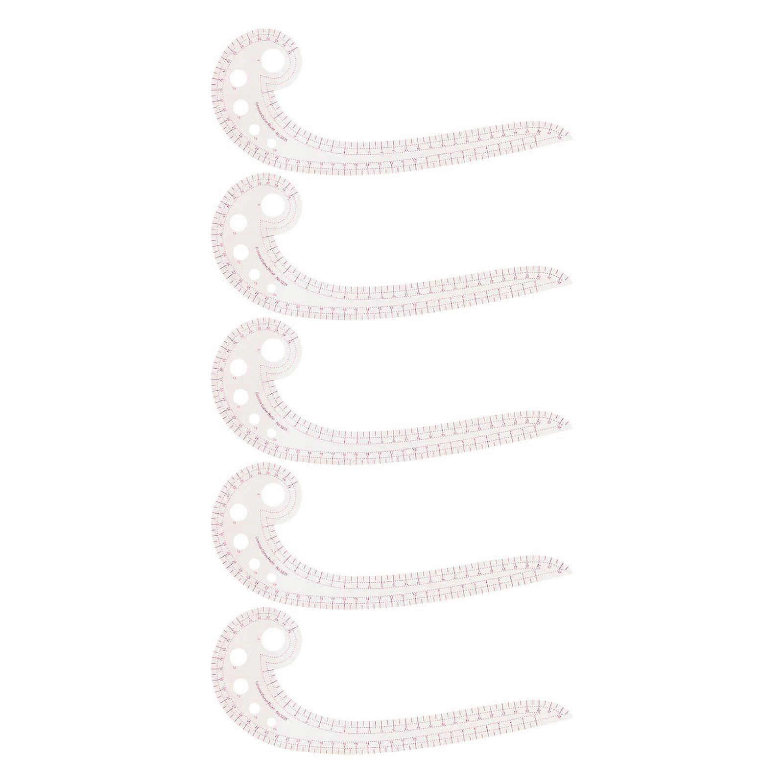 5 Pack Comma Shaped Curve Ruler Transparent 3231 DIY French Sewing Ruler for Tailor Designer Pattern Sewing Ruler