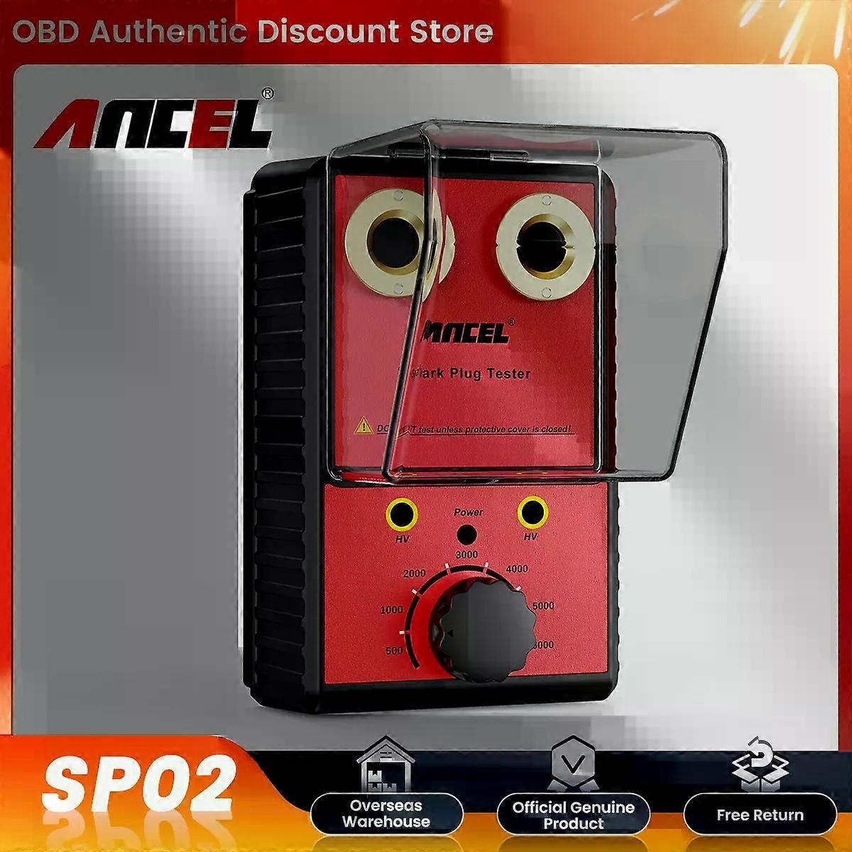 ANCEL SP02 Car Spark Plug Tester with Auto Adjustable Double Hole Detector Ignition Plug Analyzer 110V 220V compatible for 12V Vehicles