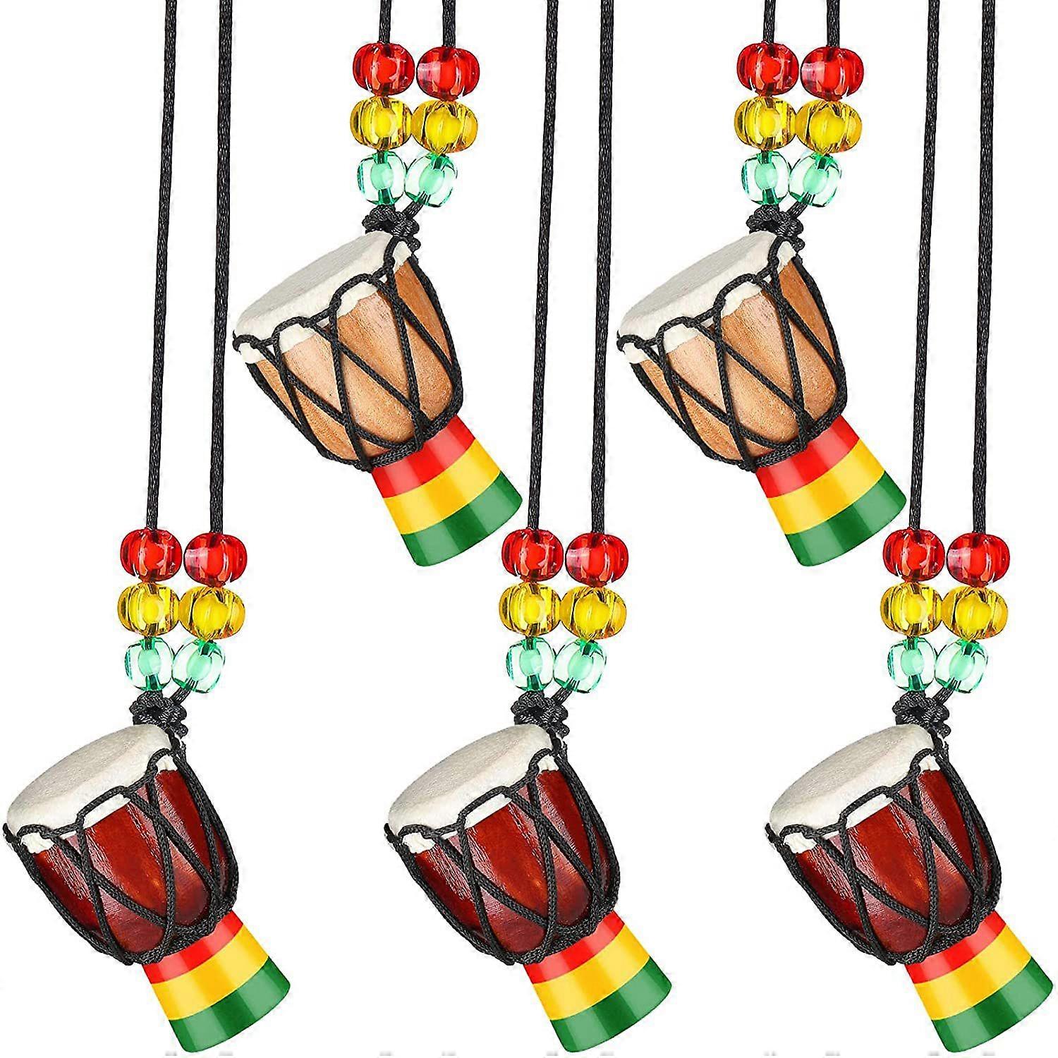 5 PC Όργανα Κολιέ Djembe Drum Mini μενταγιόν αφρικανικό τύμπανο