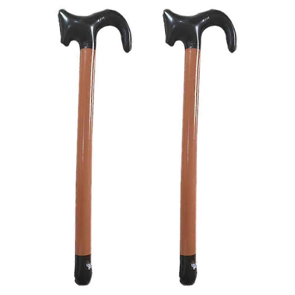 2pcs Inflatable Crutch Toy Walking Stick Inflate Stage Inflatable Balloon Toy