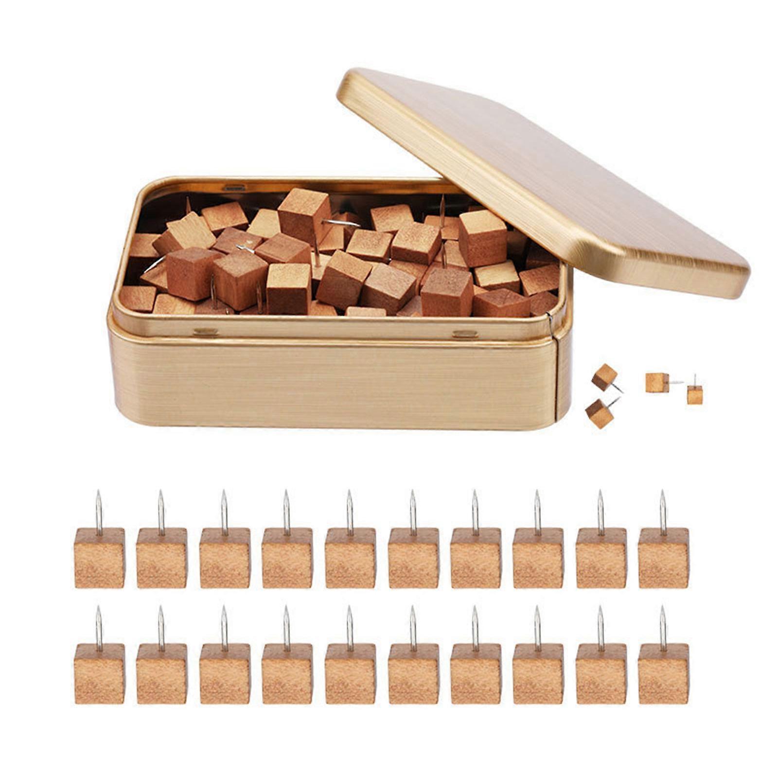 Wood Push Pins Map Pins Thumb Tacks Wood Pins and Tacks Practical Cork Board Thumbtacks for Wall and Bulletin Board