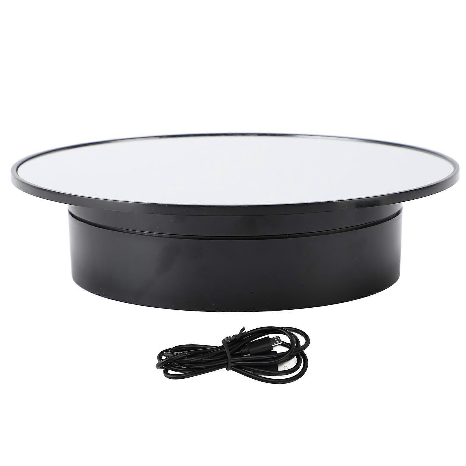 Black Motorized Rotating Display Stand, 8.8 lb Load, Low Noise, USB Battery Powered, for Photography.