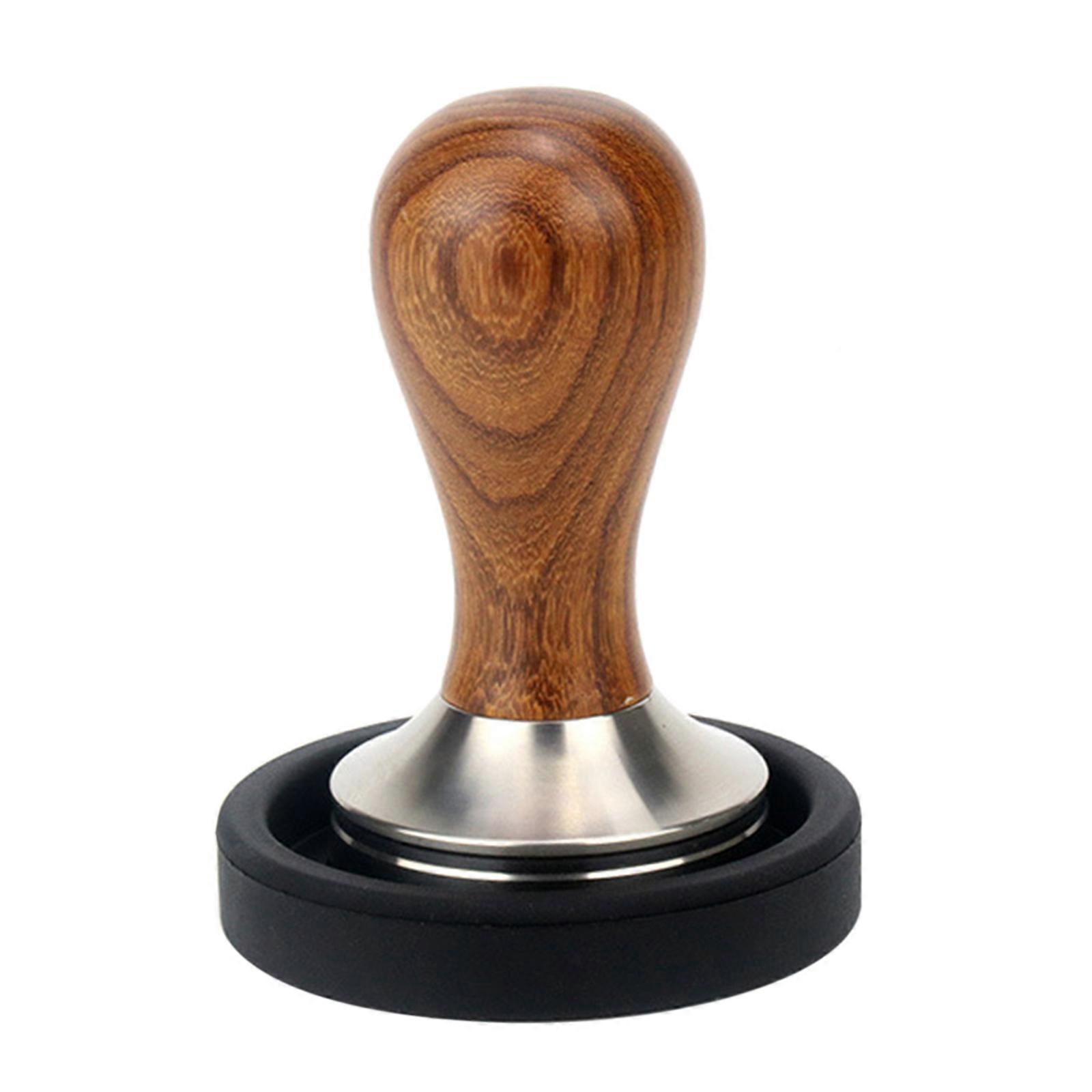58mm Coffee Tamper Wooden Handle Coffee Tamper Professional Coffee Making Tool Flat Espresso Bean Tamper with Mat