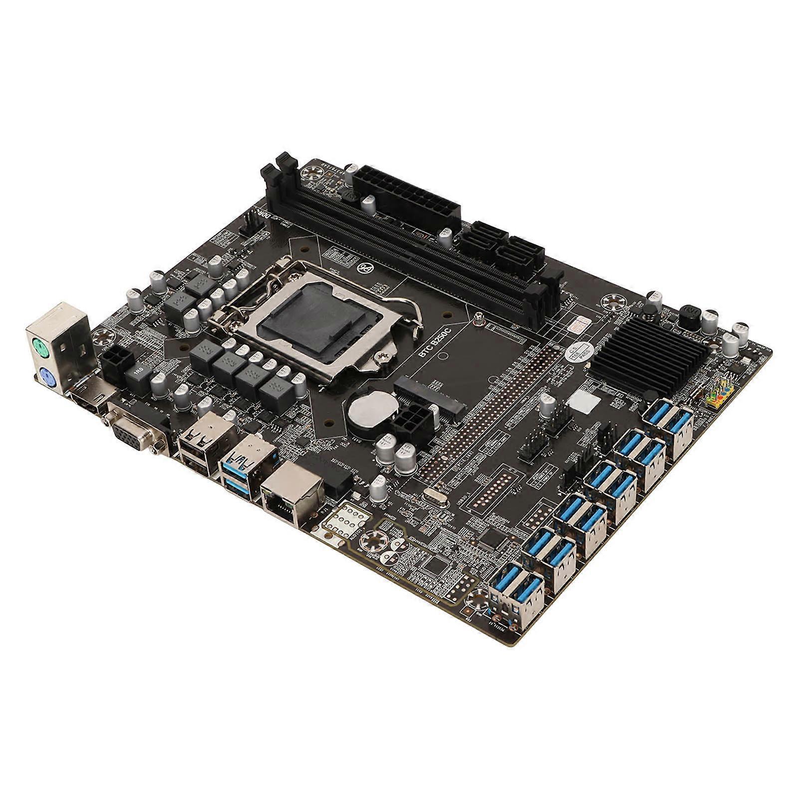 Mining Mainboard 12 USB3.0 to PCIE Ports LGA1151 Interface Dual Channel 2 DDR4 DIMM 4Pin 24Pin PC Motherboard
