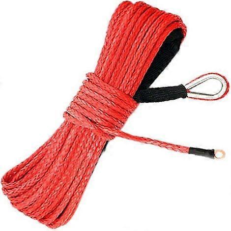 Synthetic Winch Rope, ATV UTV, Red with Protective Sleeve