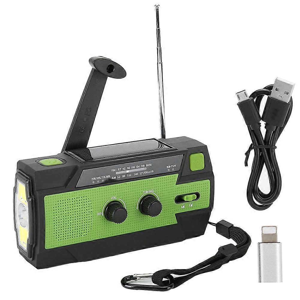 MD‑090P Solar Power Hand‑Cranked Alarm Warner Radio Hand Crank Flashlight Radio Green