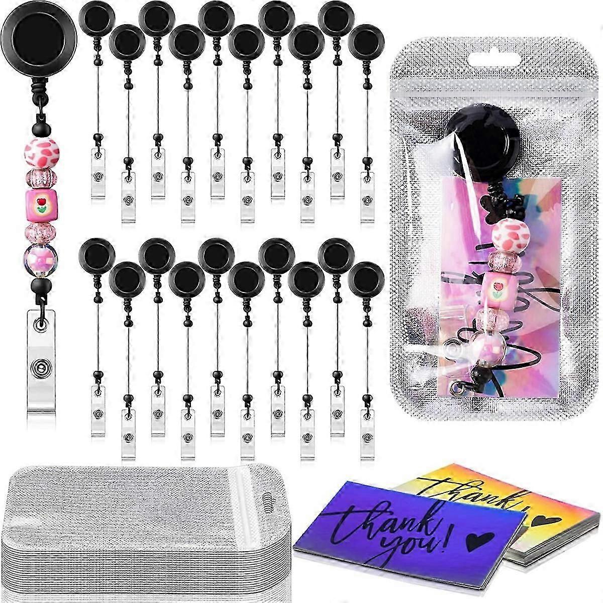 Beaded Badge Reel Set Retractable Clip Holder for Beaded Jewelry DIY CraftMaking A