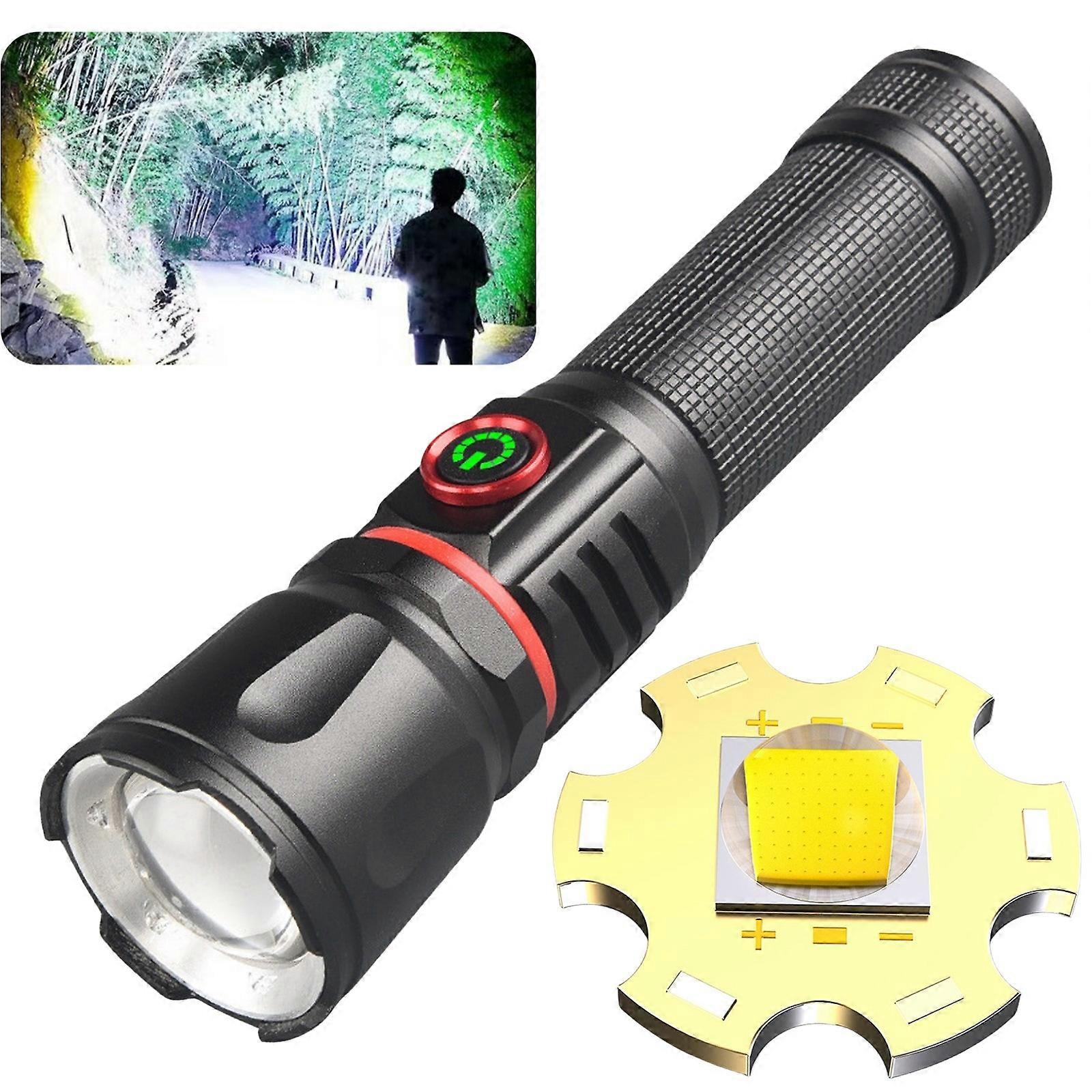 Zoomable Rechargeable Flashlight With 4 Modes Powerful Handheld Flashlight COB Red Blue Magnet Work Light