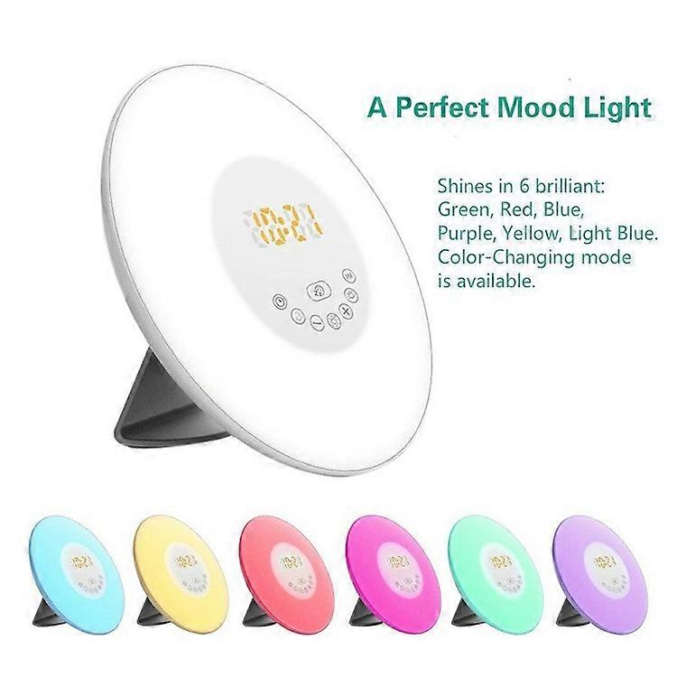 Touch Sensing Digitaler Wecker Sonnenaufgang Simulation LED Wecklicht mit FM Radio Buntes Licht