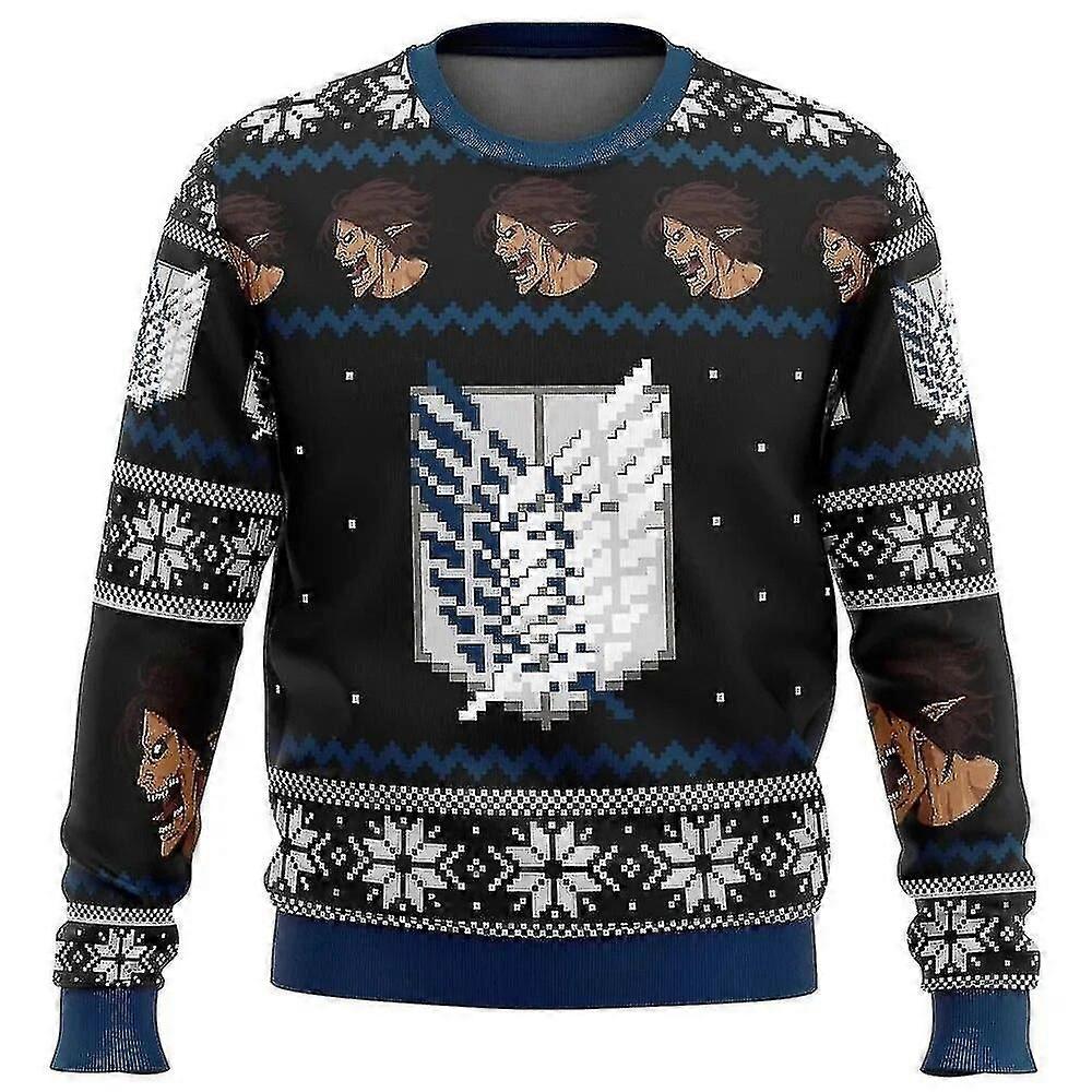 Támadás a Titán ellen Csúnya karácsonyi pulóver Karácsonyi ajándék Mikulás pulóver férfi 3D pulóver és felső