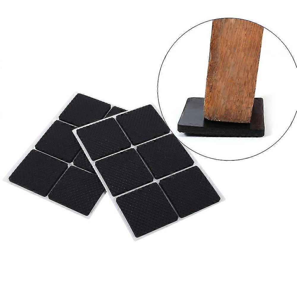 25片防滑自粘橡胶脚垫黑色家具椅垫保护地板保护器方形