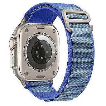 Band Voor Lus Nylon Armband Correa Iwatch Ultra 8 Se 7 6 3 5 Compatibele Horlogeband 38mm 40mm 41mm blauw