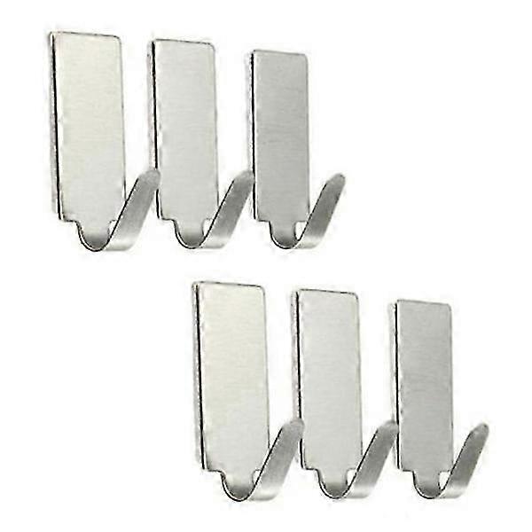 Self-adhesive stainless steel hooks - 6-pack