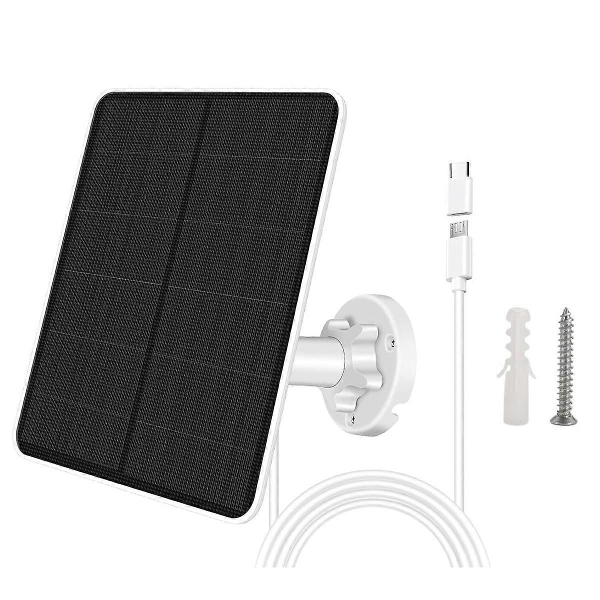 For Security Camera,5W Solar Panel with Micro-USB & USB-C Port