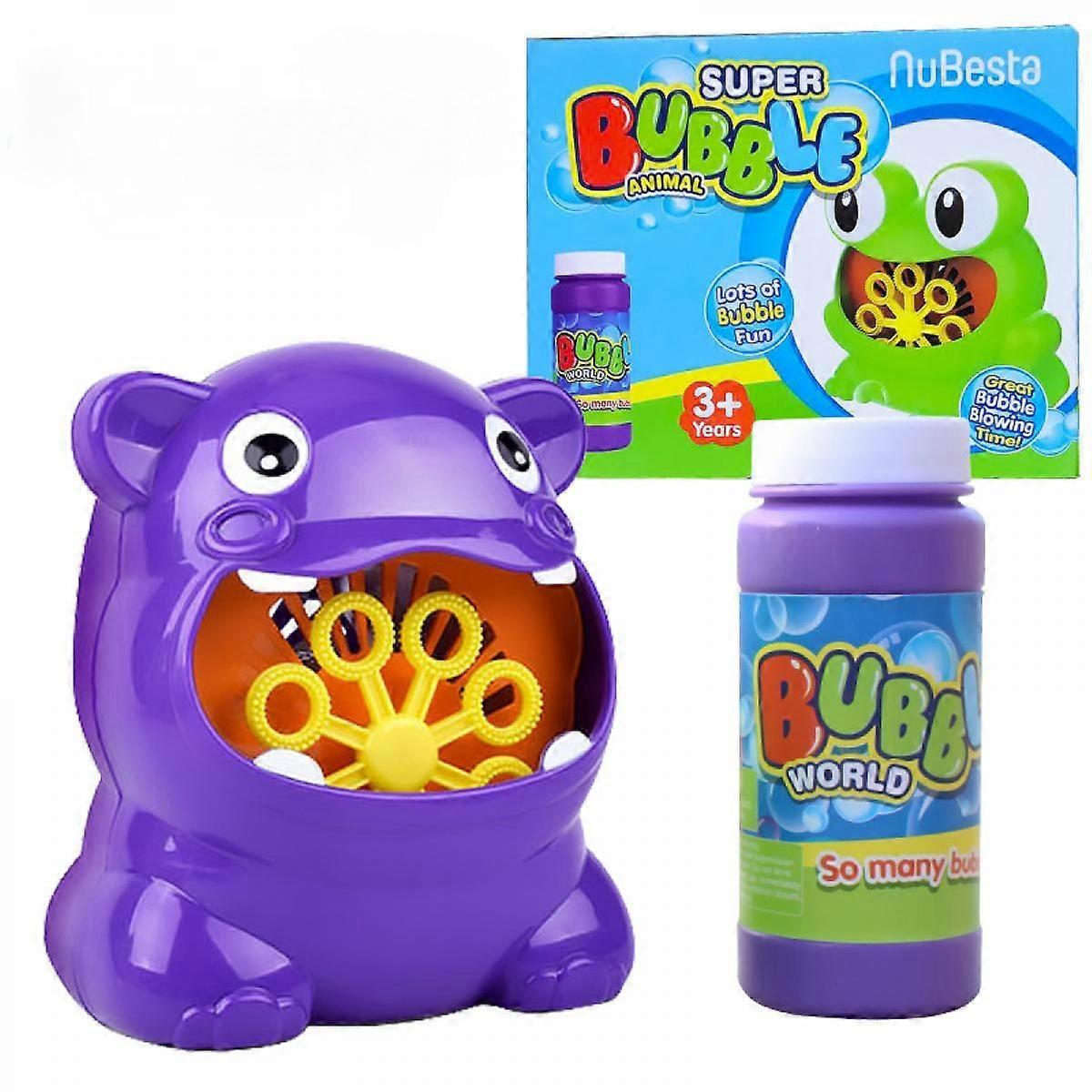 Hippo Bubble Machine Toy for Kids, Babies, Toddlers Automatic Bubble Maker Toy with 1 Bottle of Solution