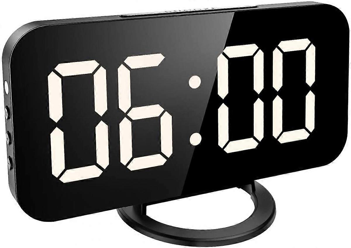 Digital LED Alarm Clock, Large 6.5" Mirror Surface Alarm Clock with Dual USB Charging Ports, Snooze Function, Auto/Manual Adjustable Brightness, Blue