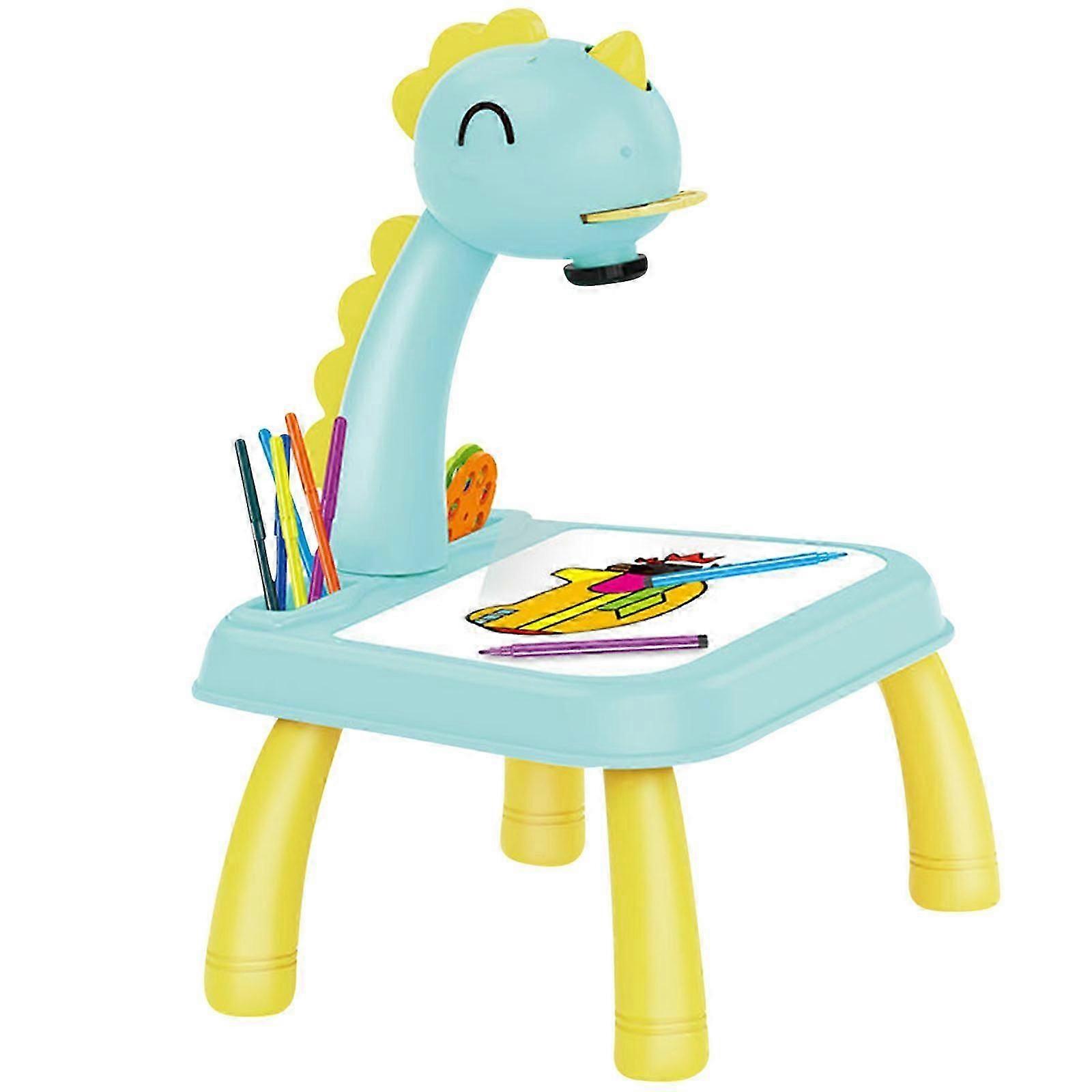 Child Smart Dinosaur Style Projector Desk With Light &amp; Music Learning Painting Machine Toy