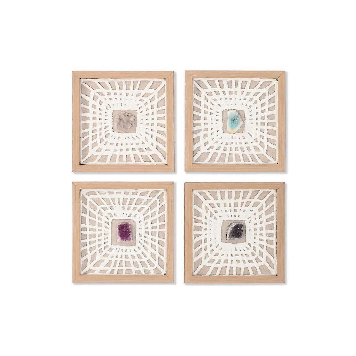 Set of 4 pictures Home ESPRIT Paper Crystal 22 x 2 x 22 cm