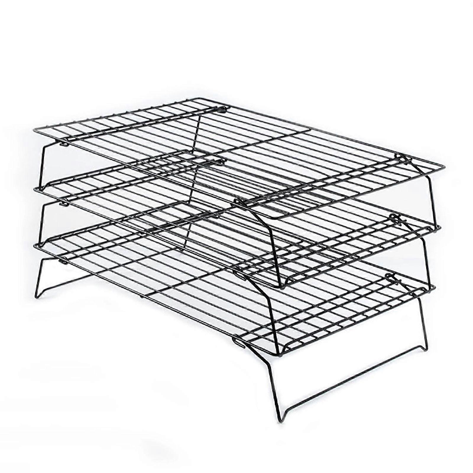3 Tiers Stackable Wire Grid Cooling Tray Cake Rack Oven Kitchen Baking Pizza Bread Barbecue Cookie Holder Biscuit Shelf