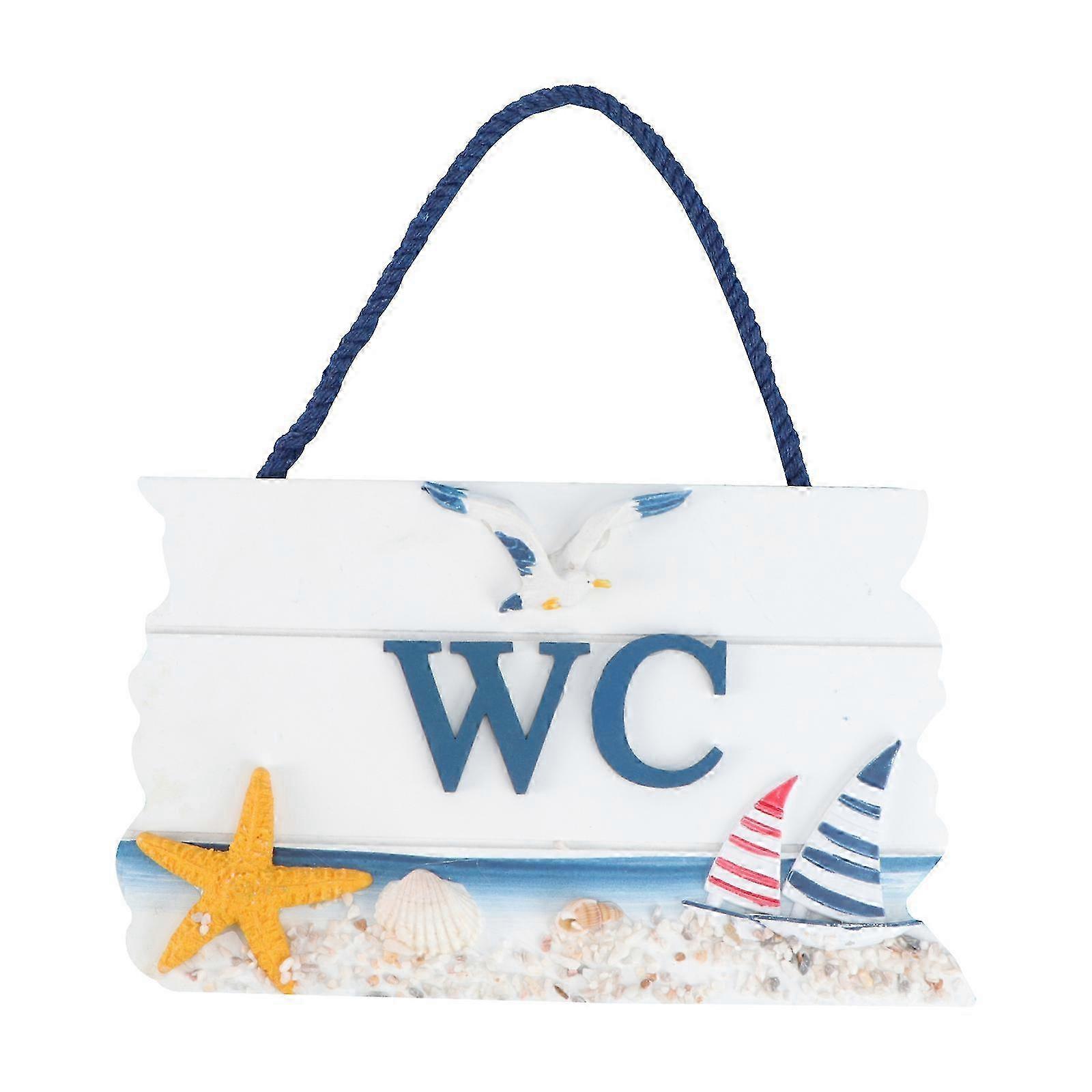 Mediterranes Holz-WC Hängeschild WC Dekor 23,5x19x11,5cm