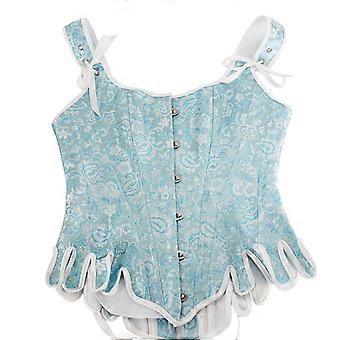 Jacquard Slim Body Shaper Corset Sexy Waist Trainer Vest Bustier Push Up Bustier Waist Vest Jacquard Painterly Style  Blue XL