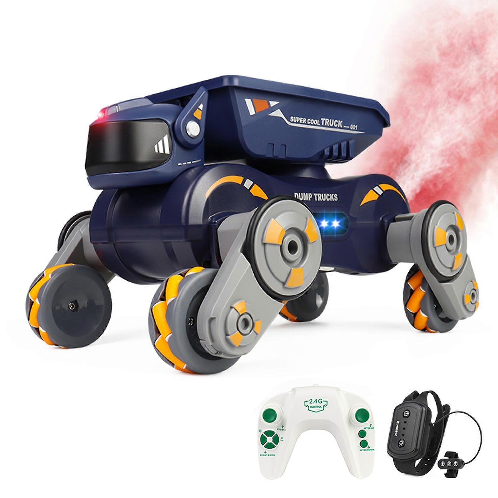 Remote Control Spray Car, 2.4GHz 360° Rotating Gesture Sensor Electric Robot Toy with Lights Music, Gifts for Boys and Girls, Orange