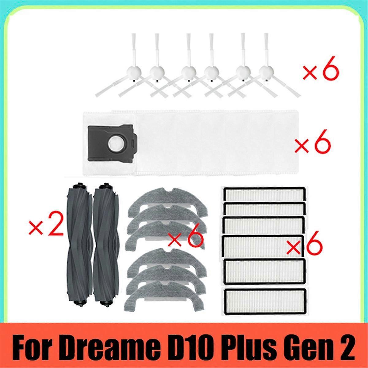 Replace Parts for D10 Plus Gen 2 RLD32GD Accessories 2XRubber Brush 6X Side Brush Hepa Filter Mop C