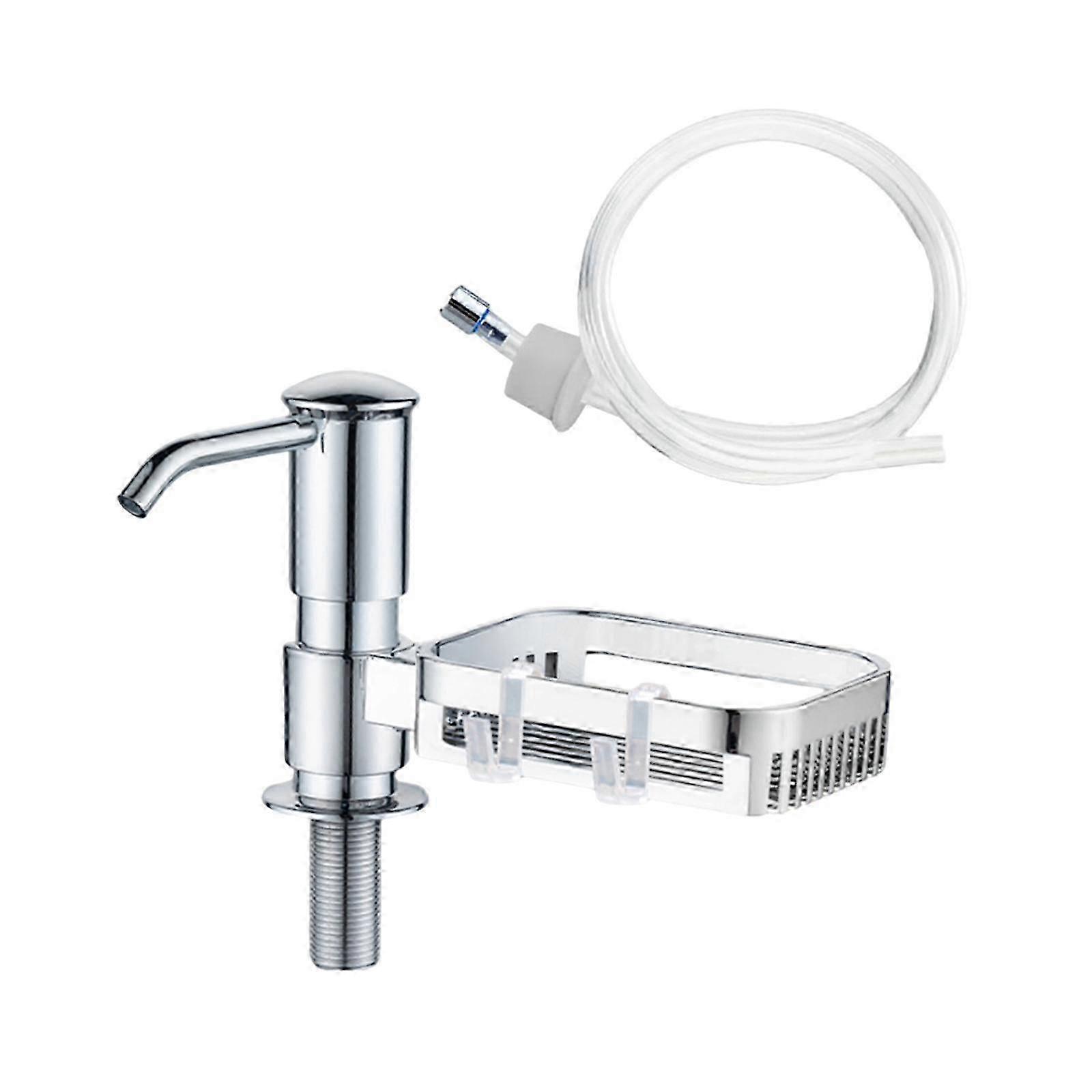 Gray Soap Dispenser and Tray Set for Dish Soap and Bar Soap, Perfect for Home Kitchen Sink Use
